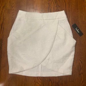 Lulu's Ivory Floral Wrap Mini Skirt, Size Small